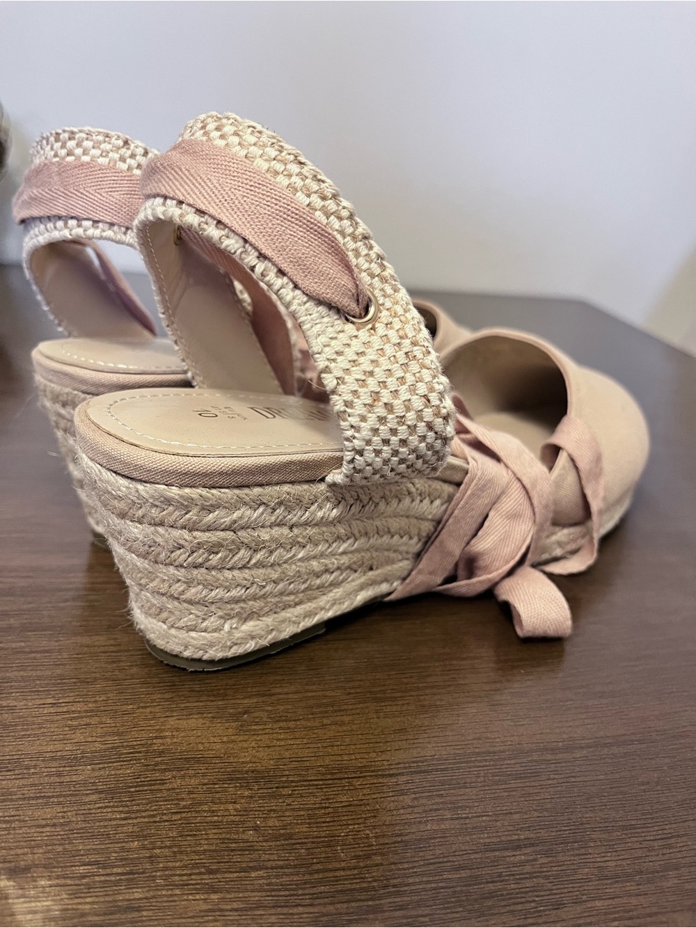 Women’s Blush Espadrille Wedge Sandals with Ankle Tie